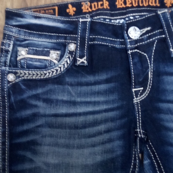 Rock Revival Women's Jeans 26 Etty Rhinestones Embroidered NWOT DEFECT SEE PHOTO - Picture 5 of 9